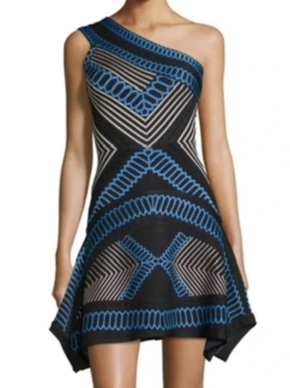 Herve Leger One-Shoulder Bandage Dress